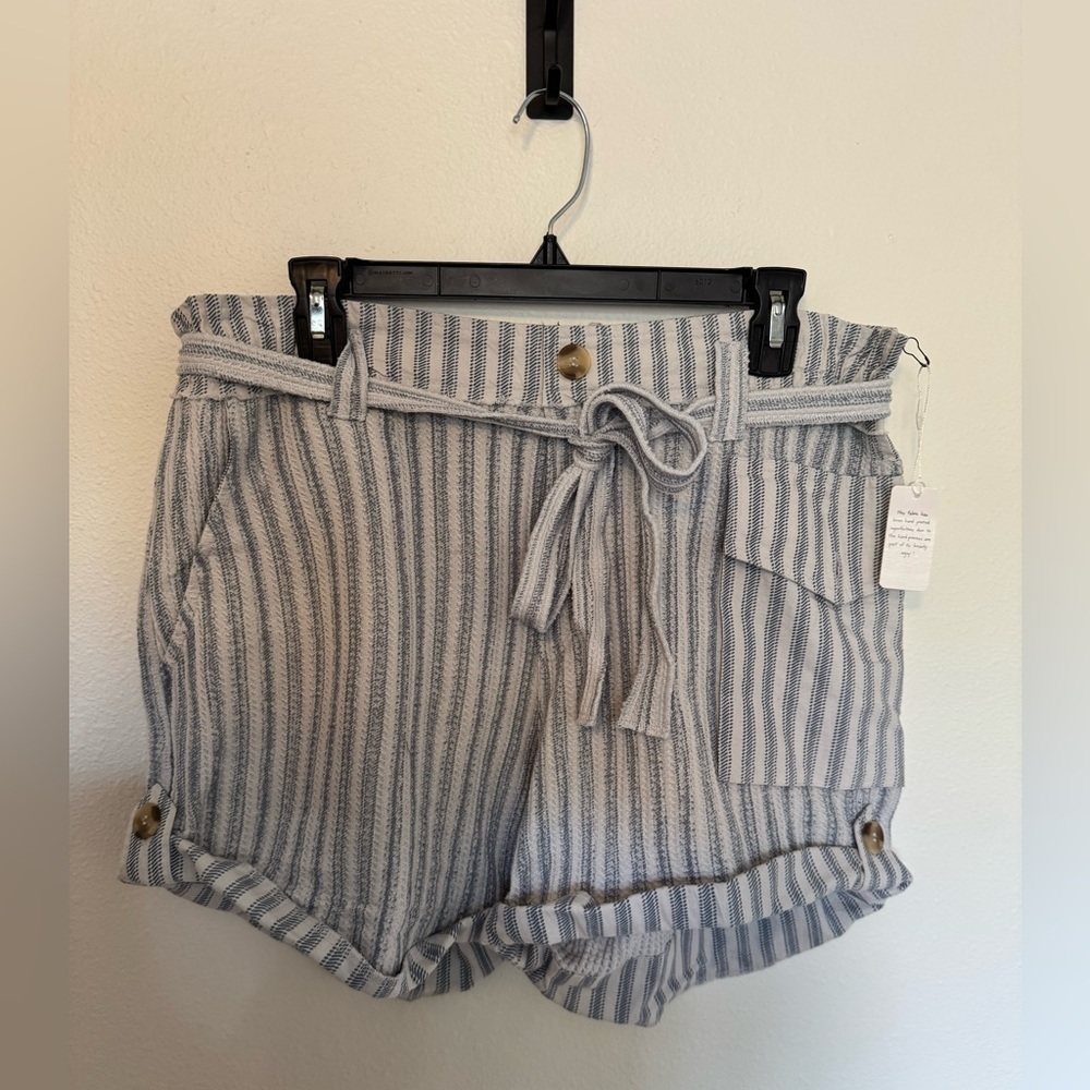 NEW Free People FP One Harriet Striped Shorts Blue White Size Medium NWT - Picture 3 of 8
